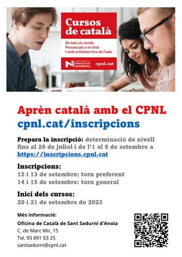 Cartell cursos de català setembre 2023